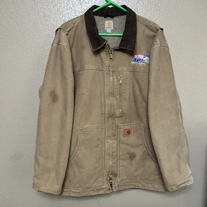 Chaqueta de mezclilla Carhartt RN#14806 para hombre talla XL marrón forrada de vellón logotipo desgastado - Imagen 1 de 12