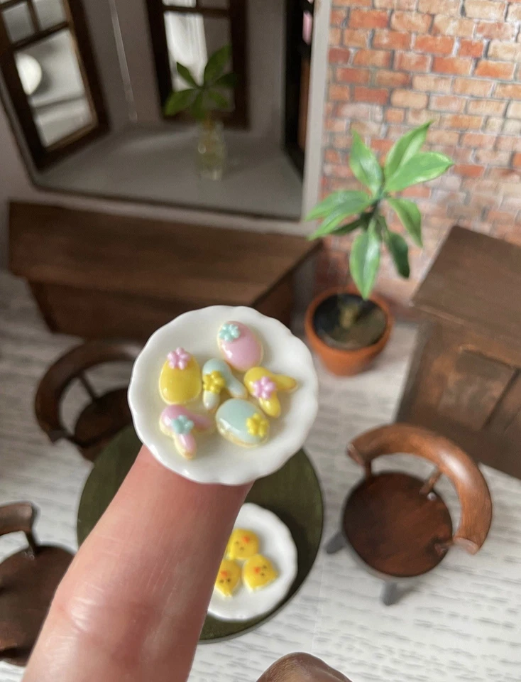 Dollhouse 1:12 Miniature Easter Cookies Polymer Clay Food - Image 1 of 1