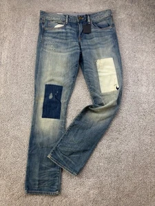 Gap 1969 Real Straight Jeans Women's 31/12 Med Wash Patches Distressed NWT - Picture 1 of 17