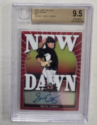 2020 LEAF VALIANT NEW DAWN SETH CORRY Red REFRACTOR AUTO 1/1 BGS 9.5 GEM MINT 10 - Image 1 of 2