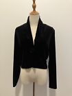 Vintage Geoff Bade Black Velvet Crop Jacket With Fab Sequin Button Small