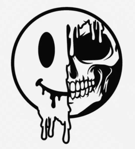Smile Face Skull White Vinyl Decal Sticker - Bild 1 von 1