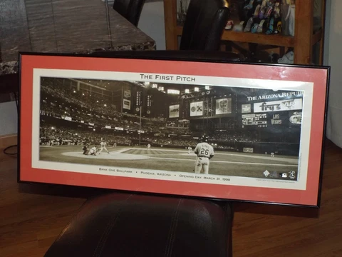 Rare Arizona Diamondbacks 1st Pitch Framed Arizona Republic Panoramic Poster Cover