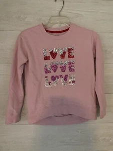 Cat & Jack "Love" Pink Sweater LARGE 10/12 - Picture 1 of 6