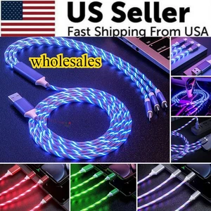 LED Light Up Fast Charging Charger Cable USB Cord For iPhone Android Type C New - Picture 1 of 23