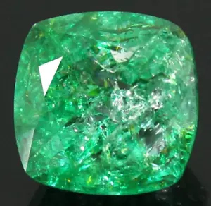 Natural MUZO Colombia Green Emerald 9.75 Ct Cushion Certified Unheated Gems i647 - Picture 1 of 7