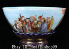 18.6CM Old Qing Dynasty Enamel Colour Porcelain Gilt Fairy People Pattern Bowl