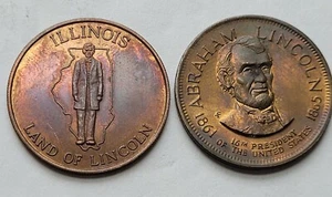 Set 2 Münzen Abraham Lincoln Gedenkmünzen + Illinois Land Of Lincoln - Bild 1 von 2