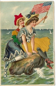 AK / POSTKARTE / FANTASIE WAFFEL AMERIKANISCHE FLAGGE / DAS MEER - Bild 1 von 2