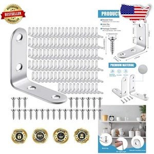 100 Pcs Stainless Steel L Bracket Corner Brace - Heavy Duty Right Angle Support - Picture 1 of 9
