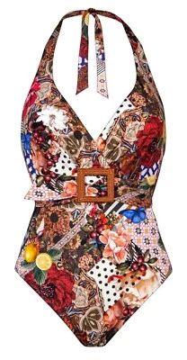 Traje de baño MARYAN MEHLHORN fiesta ecléctica multicolor floral, talla 10 copa B.  Foto 1 de 4