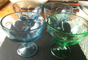 Laura Lshley (original) pressed glass sundae dishes bowls set of two, blue - Picture 1 of 2