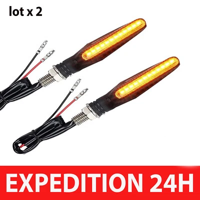 Paire clignotants moto 12 LED Ambre Indicateur Scooter Quad 12V Universel - Photo 1/4