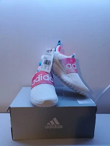 Adidas Little Kids 11K Lite Racer Adapt 4.0 Running Shoes White Blue Pink - Picture 1 of 8