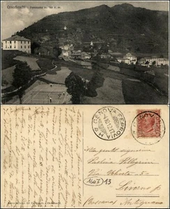 Crocefieschi (Genova) - panorama con campo da tennis - viaggiata 10.12.1917 - Bild 1 von 1
