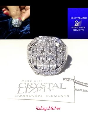 Anello Donna Oro Bianco Rod. CRISTALLI SWAROVSKI ORIGINALI NEW 2025 Ragazza moda - Immagine 1 di 4