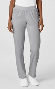 New Women’s WonderWink PRO Knit Waist Cargo Scrub Pants Grey Size XS Tall