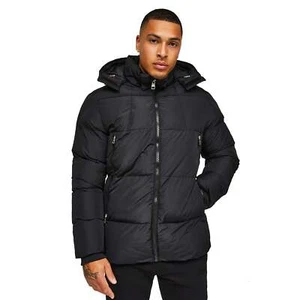 Glorious Gangsta | Massimo Mens New Winter Puffer Padded Hood Jacket - Black - Picture 1 of 4