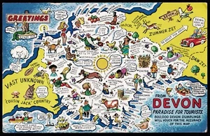 Devon Paradise For Tourists Map Postcard - Picture 1 of 2