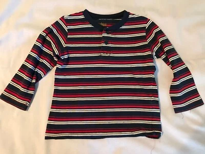 Camiseta Henley Circo masculina manga longa listra vermelha/branca/azul ~ Tamanho 4 - Imagem 1 de 2