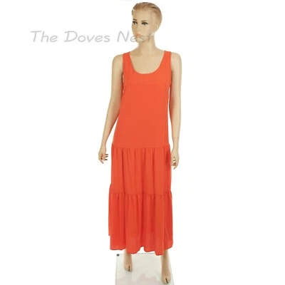 ELIZABETH AND JAMES Women's SMALL Sleeveless ORANGE Drop Waist TIERED MAXI DRESS - Image 1 of 4