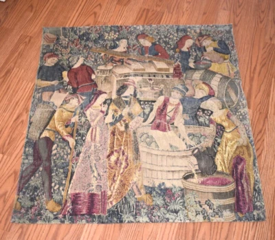 Tapiz de bellas artes vintage tejido colgante de pared 38 X 38 Foto 1 de 4