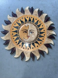 BEAUTIFUL SUN MOON TIKI BAR CELESTIAL PLAQUE WALL HANGING ART ISLAND HOME DECOR - Picture 1 of 1