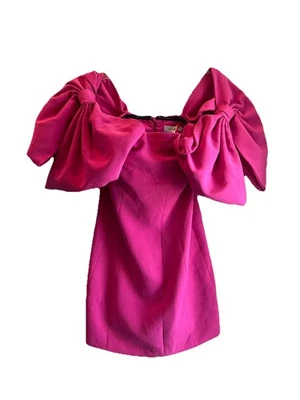 Mini vestido rosa manga abullonada 2 TOCCIN X RTR para mujer Foto 1 de 4