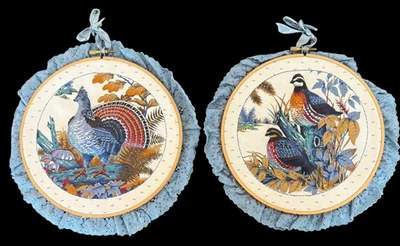 Pheasant Quilt Wall Hanging Lot of 2 Padded 2 Dimensional Hunting - Image 1 of 4