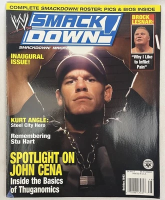 Revista WWE Smackdown edición inaugural vacaciones 2003 John Cena con póster Foto 1 de 4