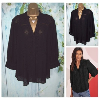 Next Love & Roses Blusa Negra Dobby Spot Ribete de Encaje 18 Ocasiones Fiesta Top Nuevo con Etiquetas Foto 1 de 4