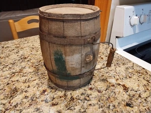 Antique Ships Wooden Steel Banded Whiskey Liquor Rum Barrel Keg/Cask Bale Handle - Picture 1 of 11