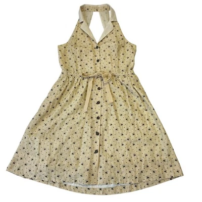Anthropologie Maeve Honey Bee Honeyed Life Button Up Dress Size 12 Petite Retro - Image 1 of 4