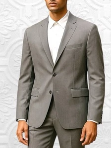 Vintage Men's Jacket 1990s Designer Blazer Bugatti Italy Wool Grey Tailored 43R - Picture 1 of 11