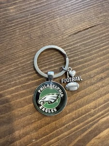 "Llavero Philadelphia Eagles I Love Football 1"" llavero de dos piezas fanático de Filadelfia" - Imagen 1 de 6