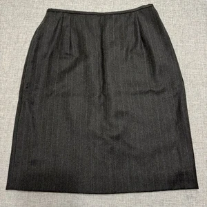 Lauren Ralph Lauren Wollrock Gr. 10 dunkelgrau Nadelstreifen Bleistift Knie Karriere - Bild 1 von 11