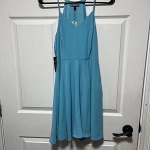 NWT Express Halterneck Chiffon Fit & Flare Mini Dress Turquoise Womens Size 2 - Imagen 1 de 9