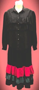 NBW Circle T Midi Western Skirt Set-Navy w/Red Green Purple Trim-Women's Size Lg - Picture 1 of 11