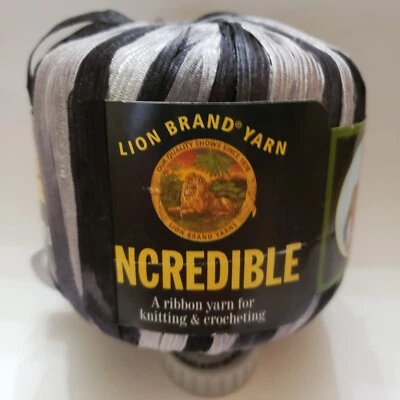Lion Brand Incredible Yarn Accent on Black Knit Crochet Craft Yarn Discontinued  - Image 1 of 4