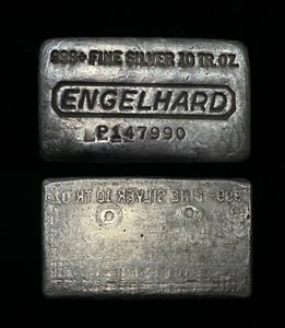 Engelhard Vintage 10 Unzen Feinsilber 10. Serie P Bar mit seltenem umgekehrtem Stempel - Bild 1 von 5