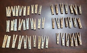 Vintage Lof di 50 mollette testa quadrata in filo di legno - Foto 1 di 6