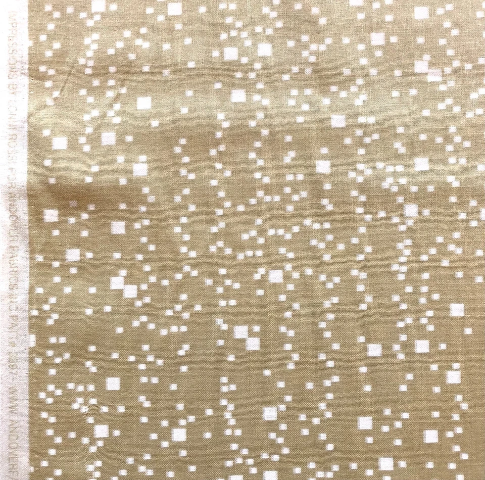 3 yardas blanco abstracto nevada sobre oro muy claro 100% algodón Lonni Rossi Foto 1 de 4