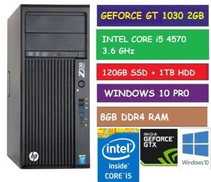 INTEL CORE i5 4570 DESKTOP GAMING PC GT 1030 120 GB SSD 1TB HDD 8GB RAM W10 - Picture 1 of 1
