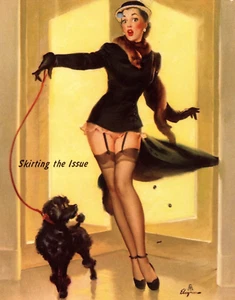 Vintage 1950s Elvgren 4.5x6 Pin-Up Calendar Print Skirting The Issue pp18 - Picture 1 of 3