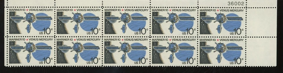 Mariner 10 Venus Mercury US 10c Block of 10 Stamps - Image 1 of 2