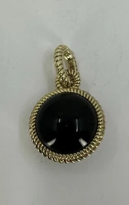 Gold Over 925 Signed Judith Ripka Round Onyx Pendant - Picture 1 of 6