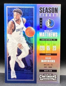 2017-18 PANINI CONTENDERS WESLEY MATTHEWS SEASON TICKET PREMIUM REFRACTOR MAVS - Picture 1 of 3