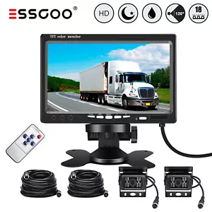 ESSGOO 7 Zoll Farbig HD Monitor Mit Einparkhilfe IP68 120° Rückfahrkamera LKW RV - Bild 1 von 14