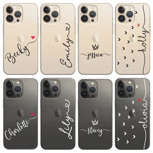 Personalisierte Handyhülle klarer Name Silikon Abdeckung für iPhone 15 14 13 12 11 XR - Bild 1 von 17