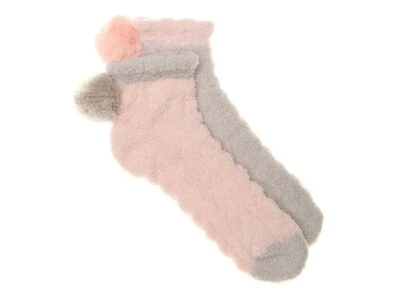 LEMON WOMEN'S POM ANKLE SOCKS - 2 PACK GREY/LIGHT PINK - Image 1 of 4